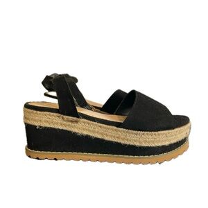 Never Worn - Black Platform Espadrille Wedge Sandals